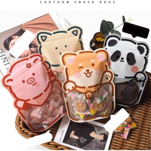 500Pcs Cute Cartoon Bear Snack Bags Nuts Candy Cookies Bag Seal Fresh Food Storage Bag Snacks Zipper Sealed Kitchen Organizer