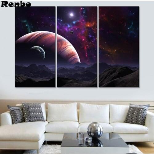 5D DIY Diamond Painting Universe Planet Cross Stitch Diamond Painting Round Square Diamond Embroidery Mosaic Decoration 3pcs/set