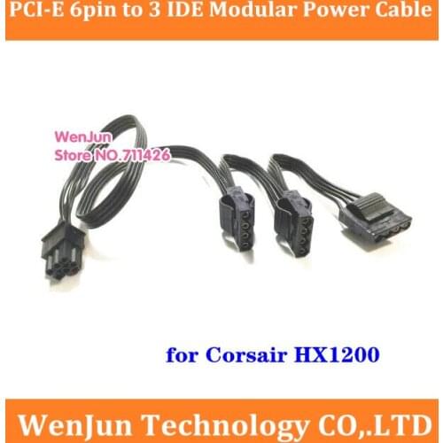 6Pin Male 1 to 3 IDE Female Power Supply Splitter Extension Cable for Molex 4Pin Port Multiplier for Corsair HX1200 Series
