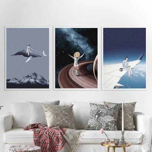 Abstract Sky Whale Graphic Canvas Painting Scandinavia Styles Wall Art Picture Posters Prints for Living Room Home Decor Unframe
