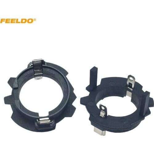 FEELDO 2Pcs Car H7 LED Bulb Retainers Clip Headlight Holder For Volkswagen Jetta Golf5 MK5 GTI Car LED Bulb Base Socket Adapter