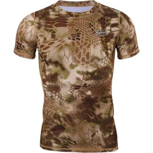 Quick Dry Camouflage T Shirt Men Summer Breathable Short Sleeve T-shirt Fitness Military Tactical Tshirt Mens Outwear Clothing
