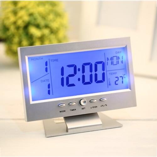 LCD Digital Alarm Clock Dementia Digital Calendar Day Clocks Large Time Colors Year Month Week Date White Black Table Clock Gift