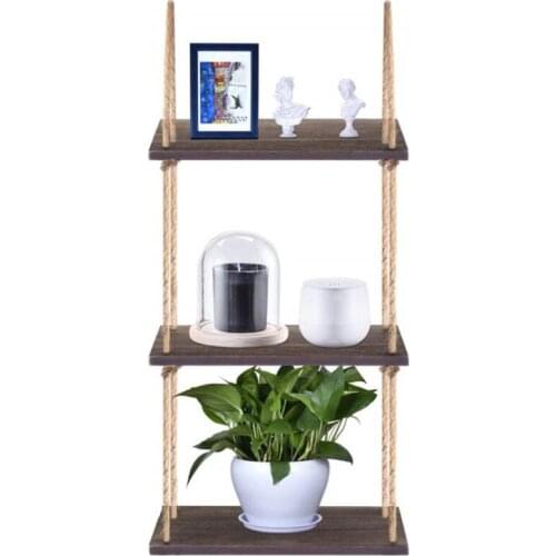 Home Storage Wooden Wall Mounted Hanger Decorate Rack Retro Living Room Kitchen Organizer Shelf