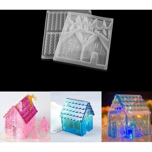 DIY Crystal Epoxy Resin Mold Creative Christmas House Mold Diy Handmade jewelry Making Tools Silicone mold Jewelry Crafts Making