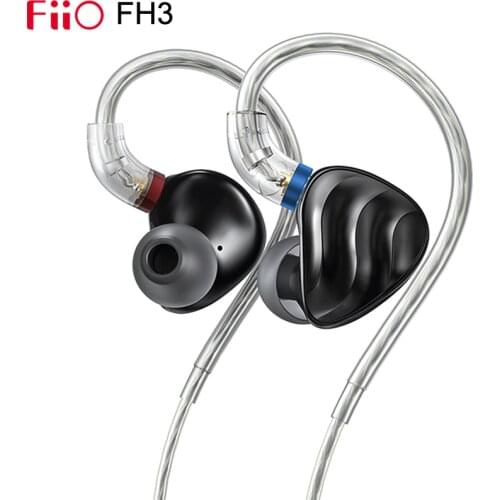 Fiio FH3 2 BA+1 Dynamic driver Hybrid Earphones Knowles Beryllium-plated Dynamic driver Alloy Shell MMCX connector