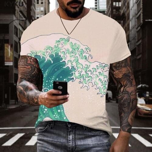 3d Tshirt Waves T shirt Men Sail Tshirts Casual Ocean Anime Clothes Harajuku Tshirt Printed Short Sleeve T shirts Casual Tops