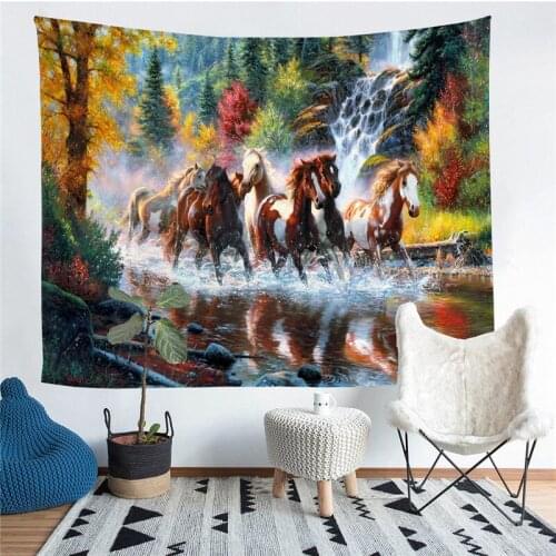 Horse Galloping Printed Living Room Decoration Wall Hanging Tapestry Yoga Mat Rug Home Decor Art