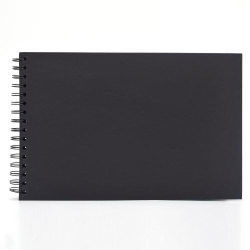 80 Pages Spiral Bound Hardcover Black Paper Scrapbook Wedding Guest Book DIY Anniversary Travel Memory Scrapbooking Photo Album