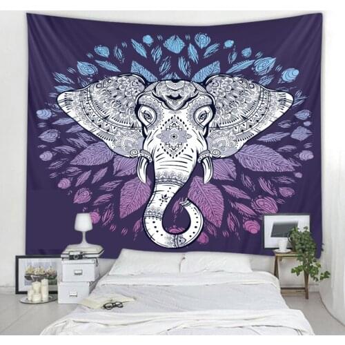 Indian Character Elephant Tapestry Pattern Elephant Retro Mural Cloth Boho Home Decor Wall Art Mural Lace Tapizi Mandala Hippie