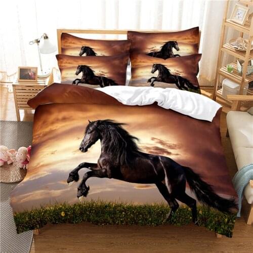 Print Horses /pet Dog /pug Duvet Cover Sets for Single Double 100% Cotton Quilt Cover Set for 3 Pcs Dropship Bedclothes Bedset