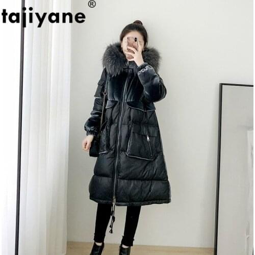 Raccoon Dog Fur Hooded Real Genuine Leather Jacket Autumn Winter Coat Women Clothes 2020 Korean Sheepskin Down Coat Abrigo Mujer