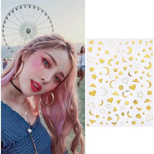 12 Sheets Multifunction Nail Sticker Creative Fashion 3D Nail Art Decal Manicure Sticker Makeup Stickers Face Nail Decoration