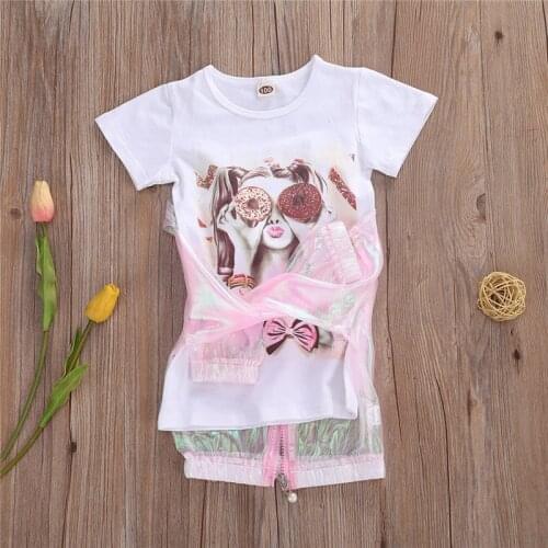 Fashion Children Girls Summer Clothing Sets Girls Hooded Long Sleeve Cover-ups+Print T-shirts Dress Children Kids Clothes Suits