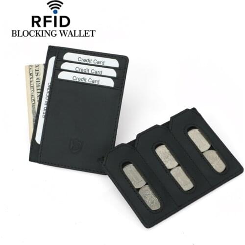 Cow Leather Card Holder Men RFID Wallet for Credit Cards Slim Multi-card Slots Coin Pocket Cardholder Rfid Card Protection
