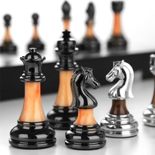 45*45*3cm Luxury Metal Chess Set Wooden Chess Figures Family Classic Board Games Chess Professional Folding Home Decoration Sets
