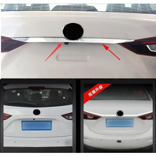 HOT FOR MAZDA 3 AXELA 2014-2016 CHROME REAR TRUNK LID COVER TAILGATE TRIM TAIL LIGHT LAMP BACK BOOT DOOR GRAB HANDLE MOLDING