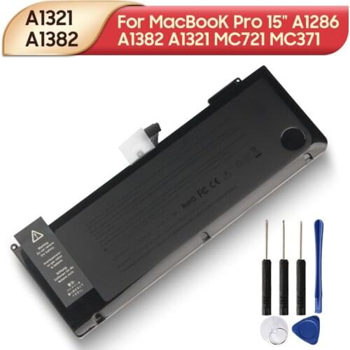 New Replacement Laptop Battery A1382 A1321 For MacBooK Pro 15" A1286 A1382 A1321 MC721 MC371 With Tools