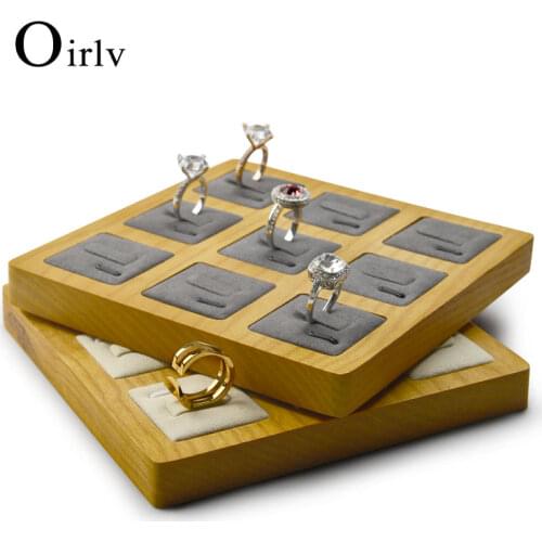Oirlv New Wooden 9 Grid Ring Display Board Multifunctional Display Counter Jewelry Display Stand Ring Storage Board