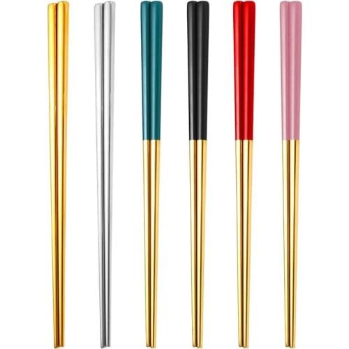 304 Stainless Steel Chopsticks Food Grade Metal Chop Sticks Tableware multicolor metal steel Chopstick Korean Kitchen Supplies