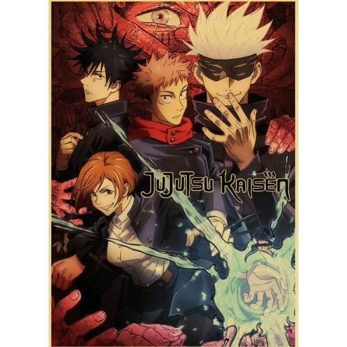 One Piece Anime Poster Jujutsu Kaisen Kraft Paper Vintage Poster Wall Art Painting Study Home Living Room Decoration Pictures