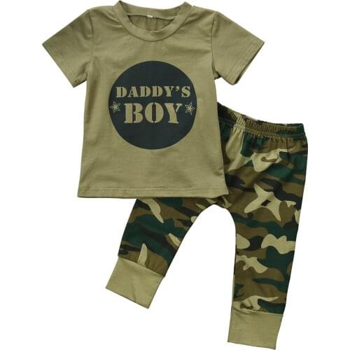 2018 Casual Camo Newborn Baby Boys Girls Short Sleeve T-shirt Tops +Pants 2PCS Outfits Set Clothes Size 0-24M