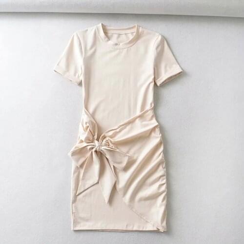 Casual Jewel Neck Short Sleeve Mini Bodycon Dresses DLQZ394