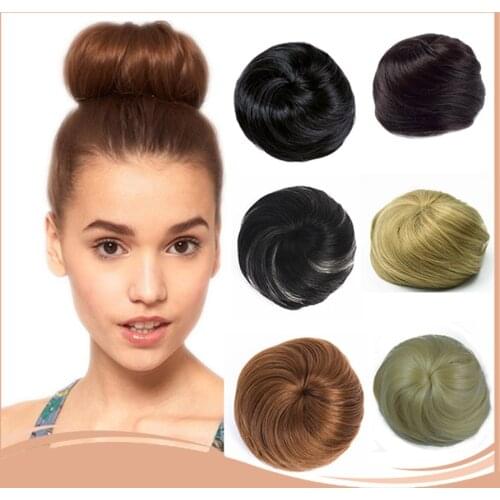 LVHAN Girls Brown Blonde Bun Chignon Synthetic Chignon White Hairpieces Roller Donut High Temperature Fiber for Women Headwear
