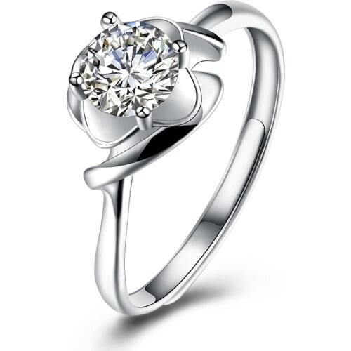 SILVERHOO 925 Sterling Silver Rings For Women Adjustable Creative Zircon Mosaic Ring Anniversary Simple Gift Jewelry New Arrival