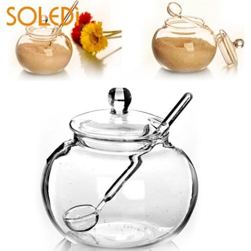 SOLEDI Household Crystal 250ml Glass Jar Candy Sugar Bowl Saleros De Cocina Exquisite durable kitchen supplies Dropshipping