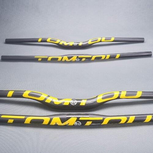 TOMTOU 3k Matte Carbon Fiber Bike MTB Handlebar Mountain Bicycle One Shaped Handlebar Parts 31.8mm 600-760mm Yellow - TM7T52