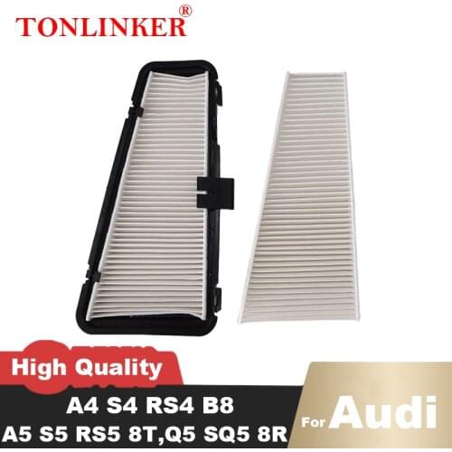 Cabin Air Filter 2Pcs for Audi A4 B8/Q5 8R/A5 8T 8F S5/External Air Conditioning Filter Core+Alone Grid Oem 8KD819439/8KD819441