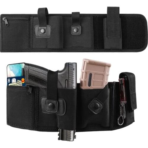 Universal Belly Band Gun Holster for Concealed Carry Women Men Breathable Waistband Handgun Pistol Holder with Magazine Pouch