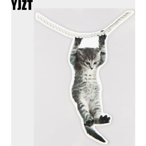 YJZT 13.5×18.7CM Mischievous Tabby Cat Creative Cartoon Window Stickers Car Decoration Accessories 21A-0328