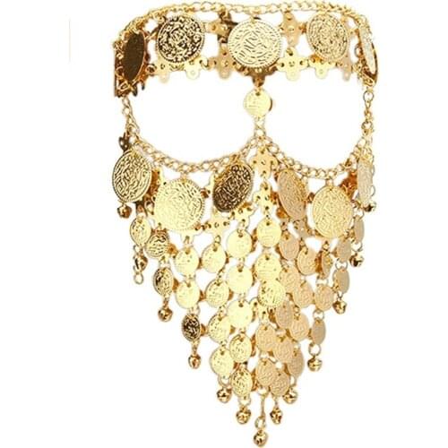 Womens Dripping Metal Headpiece Egyptian Queen Cleopatra Headpiece For Show Gold Headdress Chain Jewelry