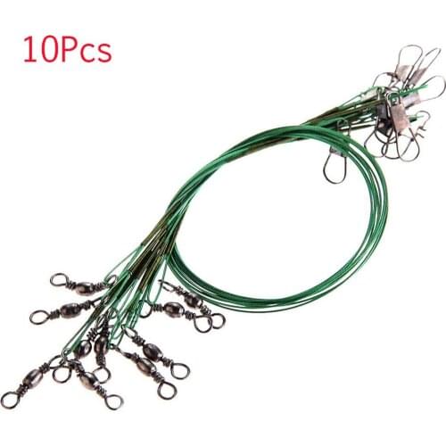 10pcs 28cm Copper Line Dark Green Durable Practical Fishing Leader Wire Lures Trace Fish Tackle Rig Tool Accessories