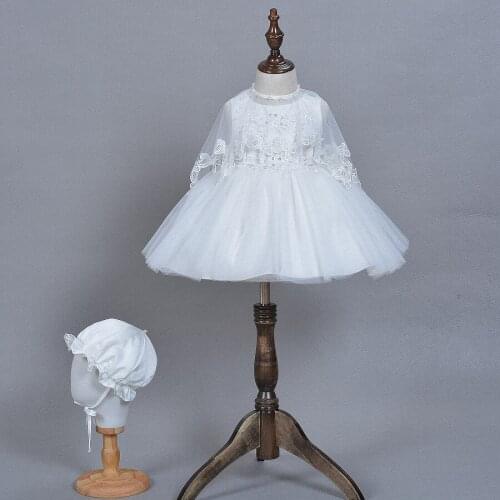 2016 High Quality Baby Girl Dress Baptism Dress Girl Infant 1 Year Birthday Dress new born sleeveless baby dress Free Shipping