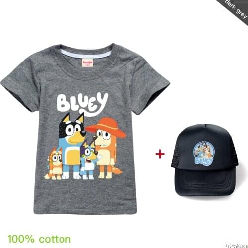 2021 Summer bingo bluey Clothes Cotton Short Sleeve Christmas Shirt Creeper Cosplay T-shirt Fashion Kids Boys Girls Tops 2-16Y