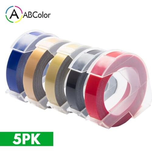 5PK For DYMO 3D Embossing Tape 9mm Plastic Embossing Tape Printer Ribbon For DYMO Motex E-101 E-202 E-303 DYMO 12965 Label Maker