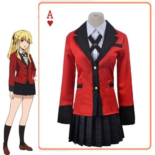 Anime Kakegurui Meari Saotome Cosplay Costumes School Uniform Jacket Badge Shirt Skirt Halloween Dress Student Girls JK Uniform