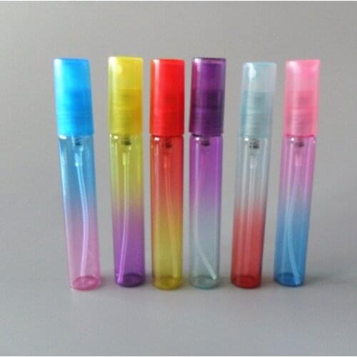 Free shipping 100pcs/lot 10ml 6Colors Mist Perfume Bottles Glass Empty Bottles Refilable Mini Spray Shade Bottles For Fragrance
