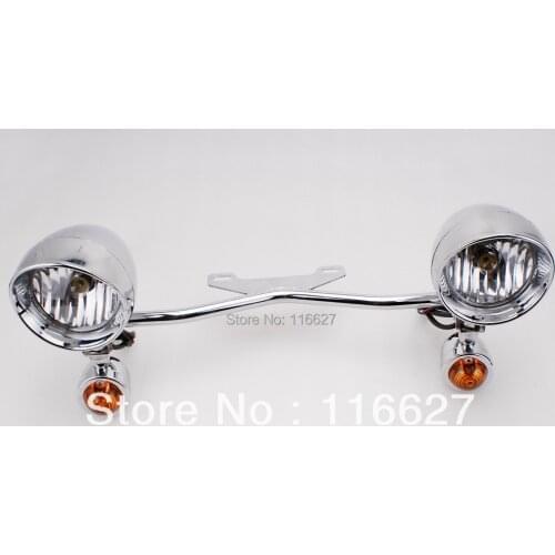 FREE SHIPPING NEW DESIGN CHROME DRIVING PASSING TURN SIGNALS SPOT LIGHT BAR FOR YAMAHA SUZUKI HONDA KAWASAKI HARLEY