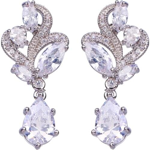 Bettyue Brand Fashion Elegance Cubic Zircon Flower Jewelry Earring Pear Shape Pandent Earrings For Women Wedding Party Gift