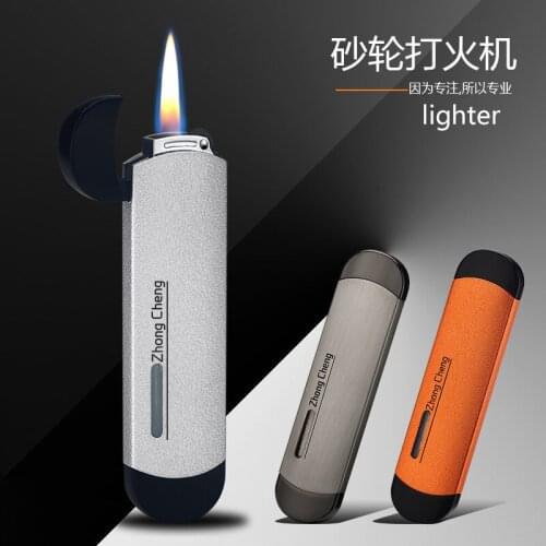 Butane Grinding Wheel Open Flame Lighter Creative Portable Ultra-thin Cigarette Lighter Mens Gadget Cigarette Accessories