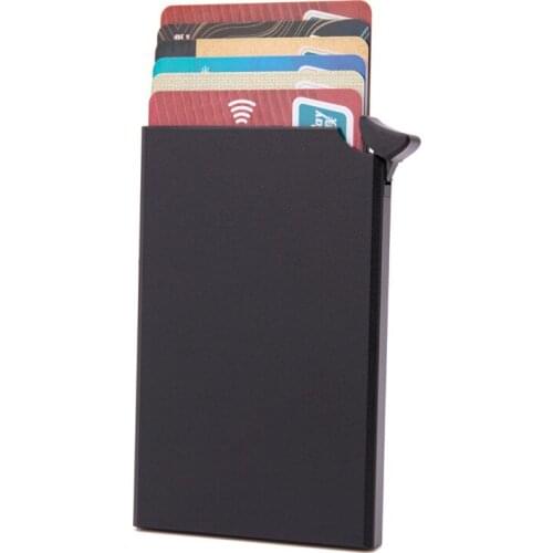 2021 Credit Card Holder Wallet Men Women RFID Aluminium Box Vintage Crazy Horse PU Leather Bank Cardholder Case