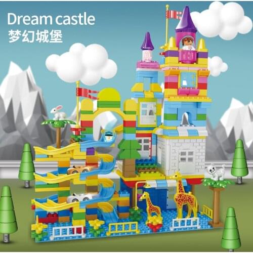 Bandai compatible Lego blocks Dream Castle Park with puzzle blocks Bao 3-6 racing track childrens toys