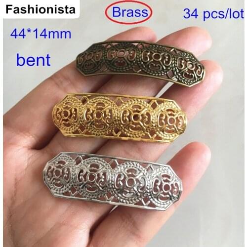 34 pcs Long Octagon Bent Brass Filigree Connectors,44*14mm Brass Jewelry Connectors,Arch Shape Octagon Brass Links For DIY Craft