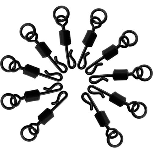 E56D 20pcs Quick change swivels Size 8 matt black change carp swivels