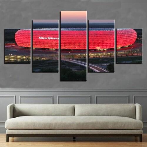 Hd Landscape Canvas Painting Munich Allianz Arena Photo Home Decoration Art Posters and Prints 5 Piece Set Mural Frameless
