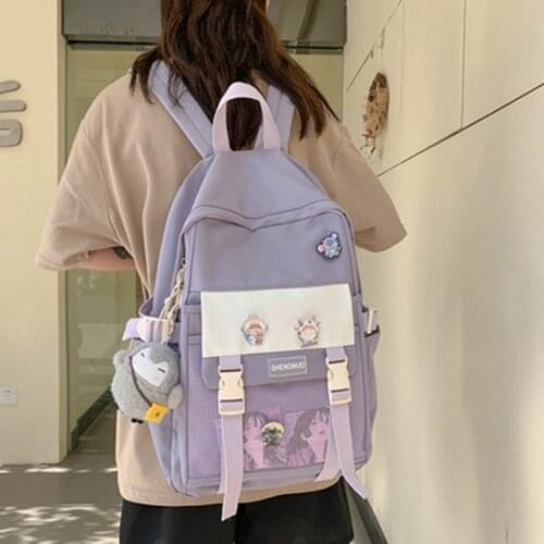 2021 Canvas Women Backpack Fashion Student Bookbag for Girls Schoolbag Laptop Mochila Female Cute Travel Rucksack Shoulder Bag